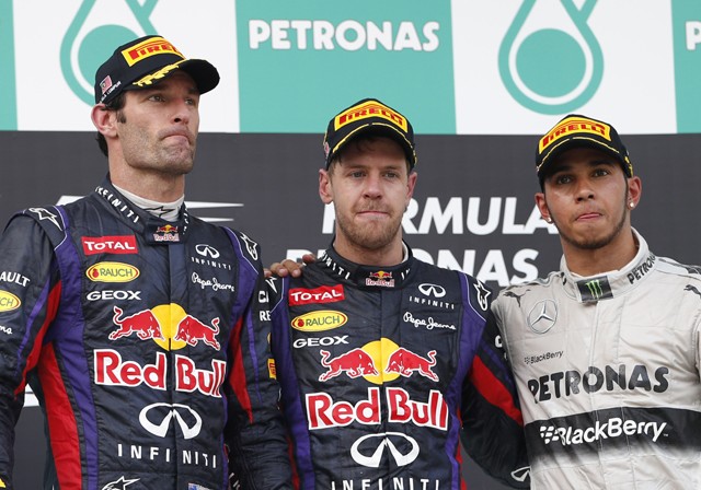 Podio de 2013: Vettel, Webber e Hamilton